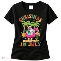 Christmas In July Funny Santa Summer Beach Vacation Women's T-Shirt thumb 0