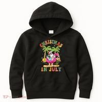 Christmas In July Funny Santa Summer Beach Vacation Kids Hoodie thumb 0