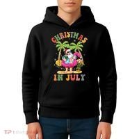 Christmas In July Funny Santa Summer Beach Vacation Kids Hoodie thumb 4