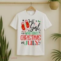 Christmas in July Just A Girl Who Loves Christmas In July T-Shirt thumb 2