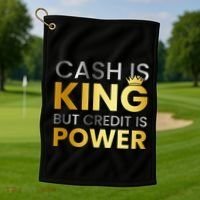 Cash Is King ...But Credit Is Power Golf Towel thumb 1