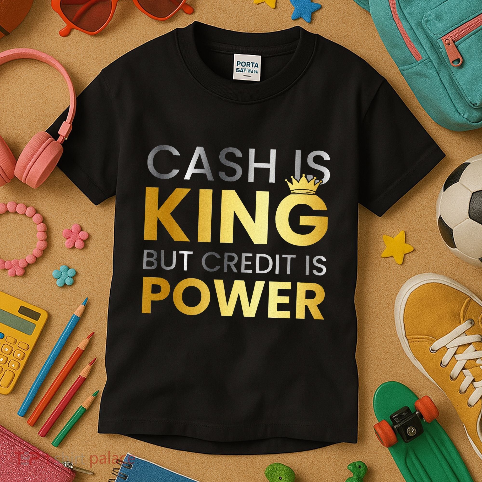 Cash Is King ...But Credit Is Power Kids T-Shirt