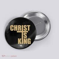 Christ Is King Jesus Is King Cross Crucifix Button thumb 0