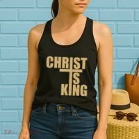Christ Is King Jesus Is King Cross Crucifix Women's Tank Top thumb 2