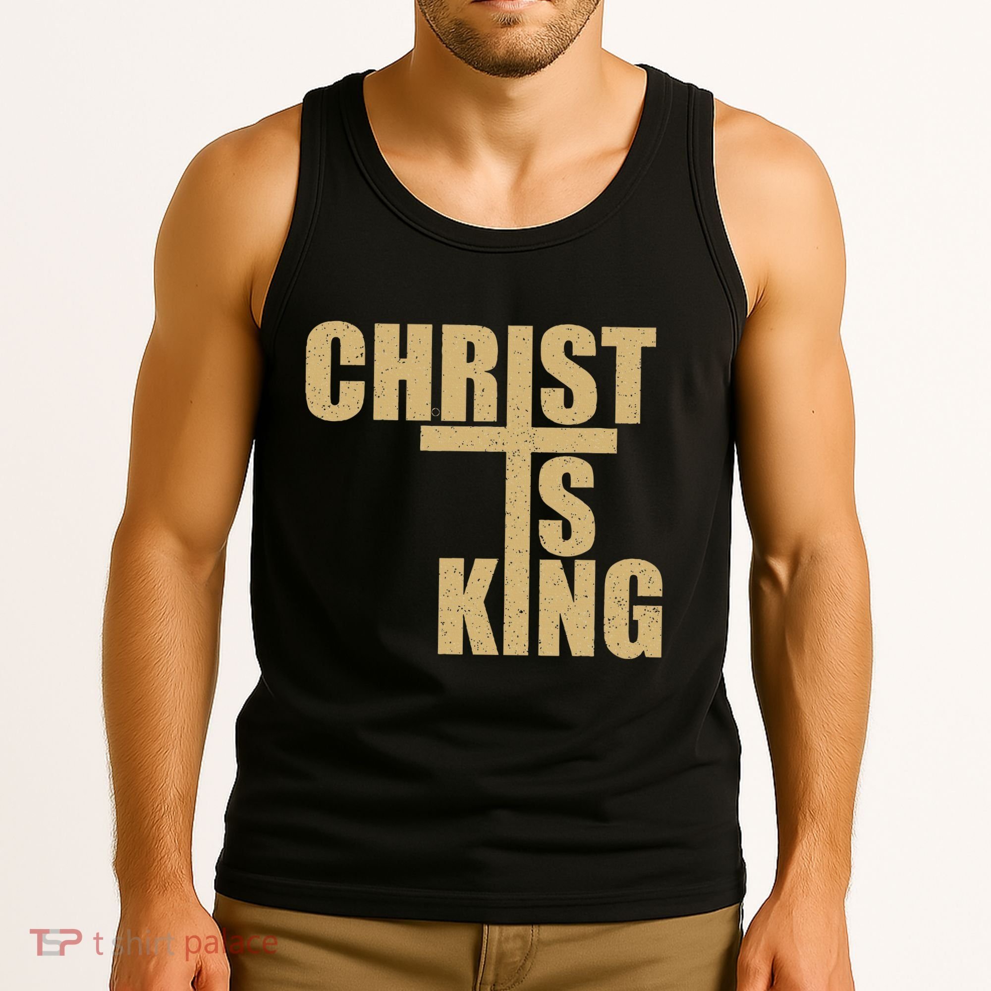 Christ Is King Jesus Is King Cross Crucifix Tank Top