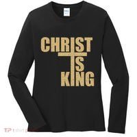 Christ Is King Jesus Is King Cross Crucifix Women's Long Sleeve Shirt thumb 0