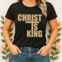 Christ Is King Jesus Is King Cross Crucifix Women's T-Shirt thumb 2