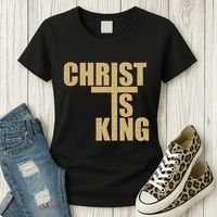 Christ Is King Jesus Is King Cross Crucifix Women's T-Shirt thumb 3