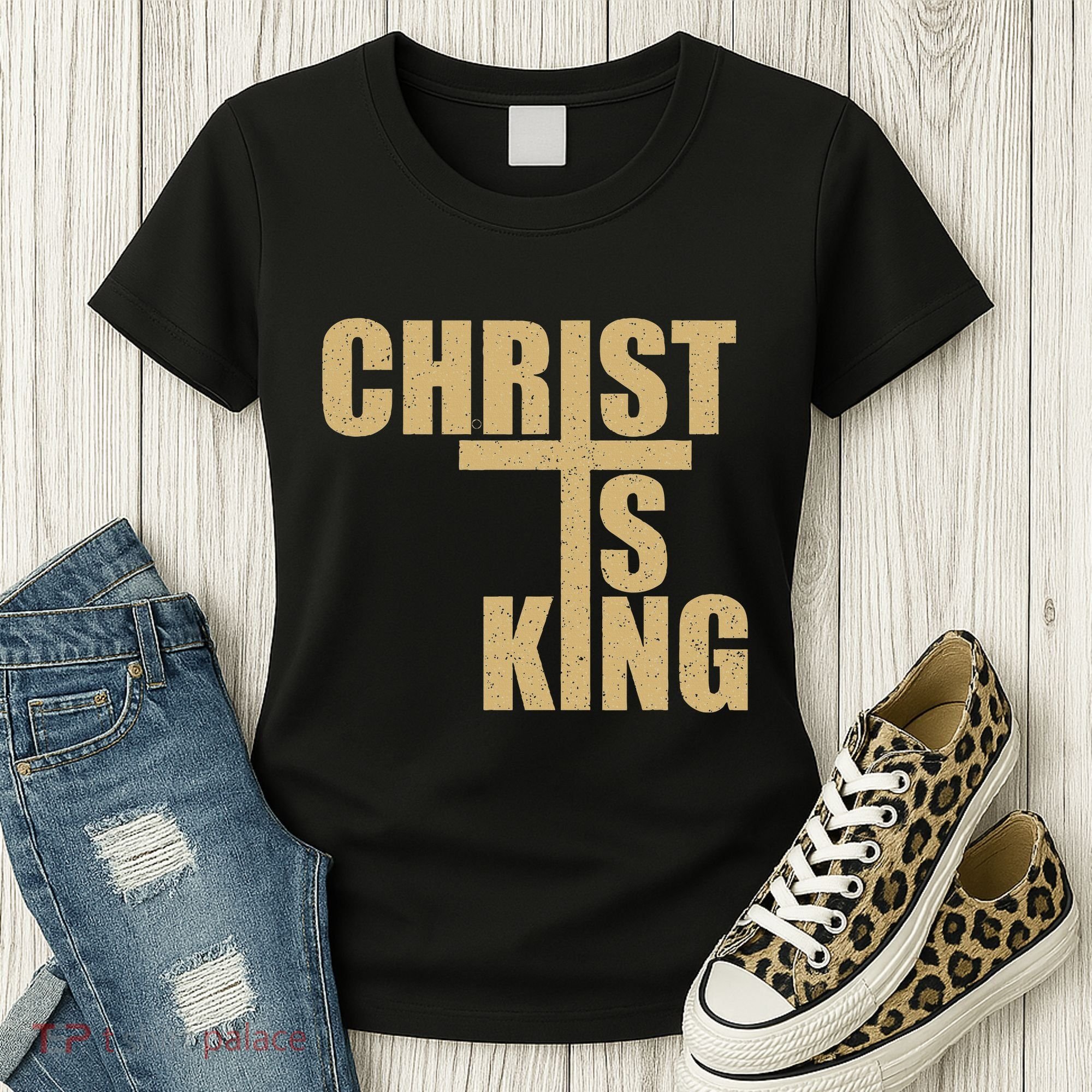 Christ Is King Jesus Is King Cross Crucifix Women's T-Shirt