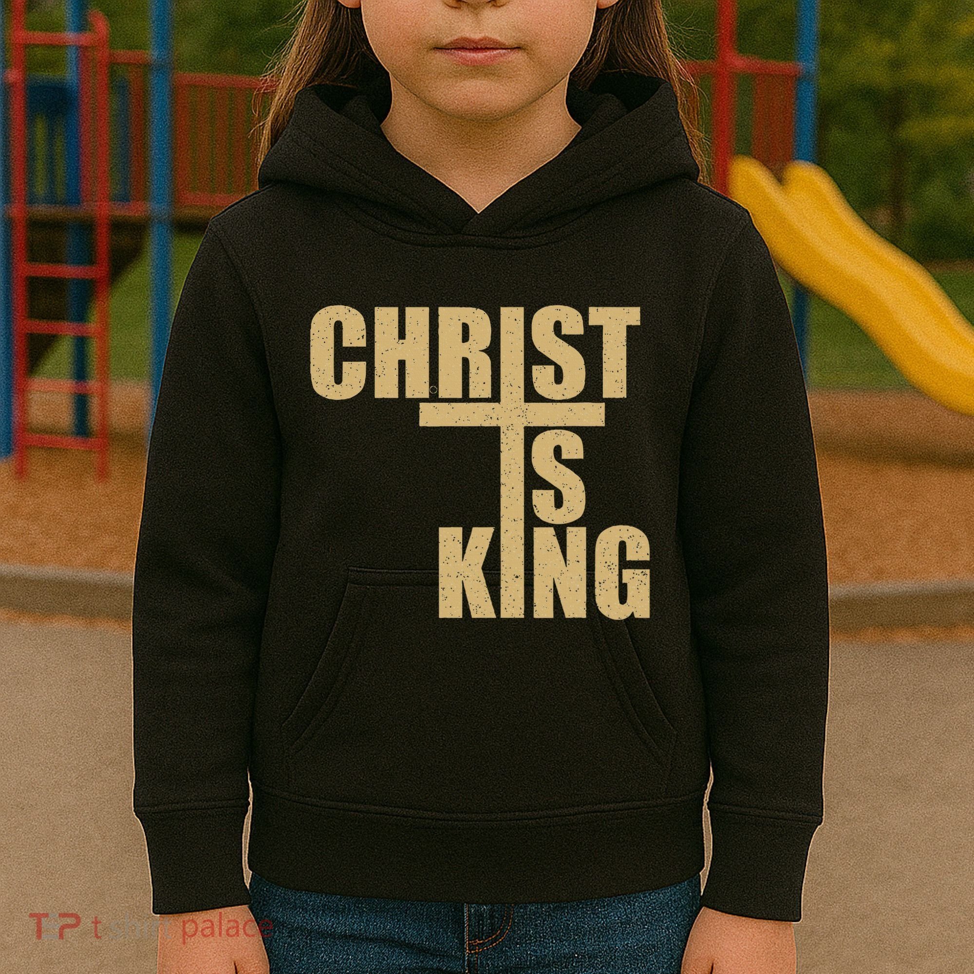 Christ Is King Jesus Is King Cross Crucifix Kids Hoodie