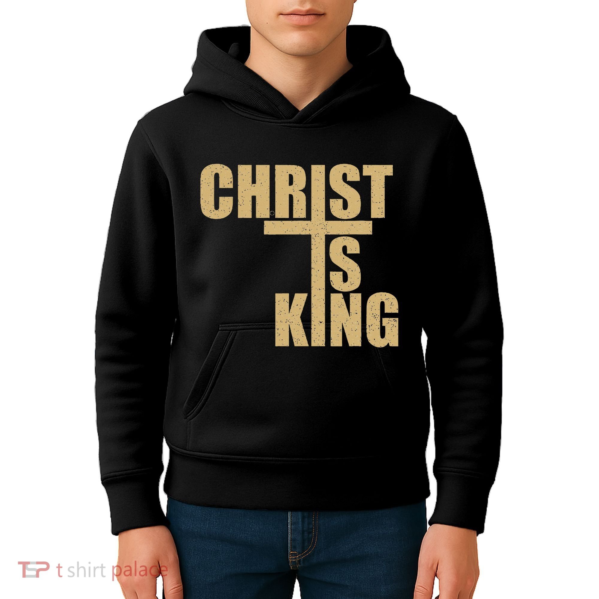 Christ Is King Jesus Is King Cross Crucifix Kids Hoodie