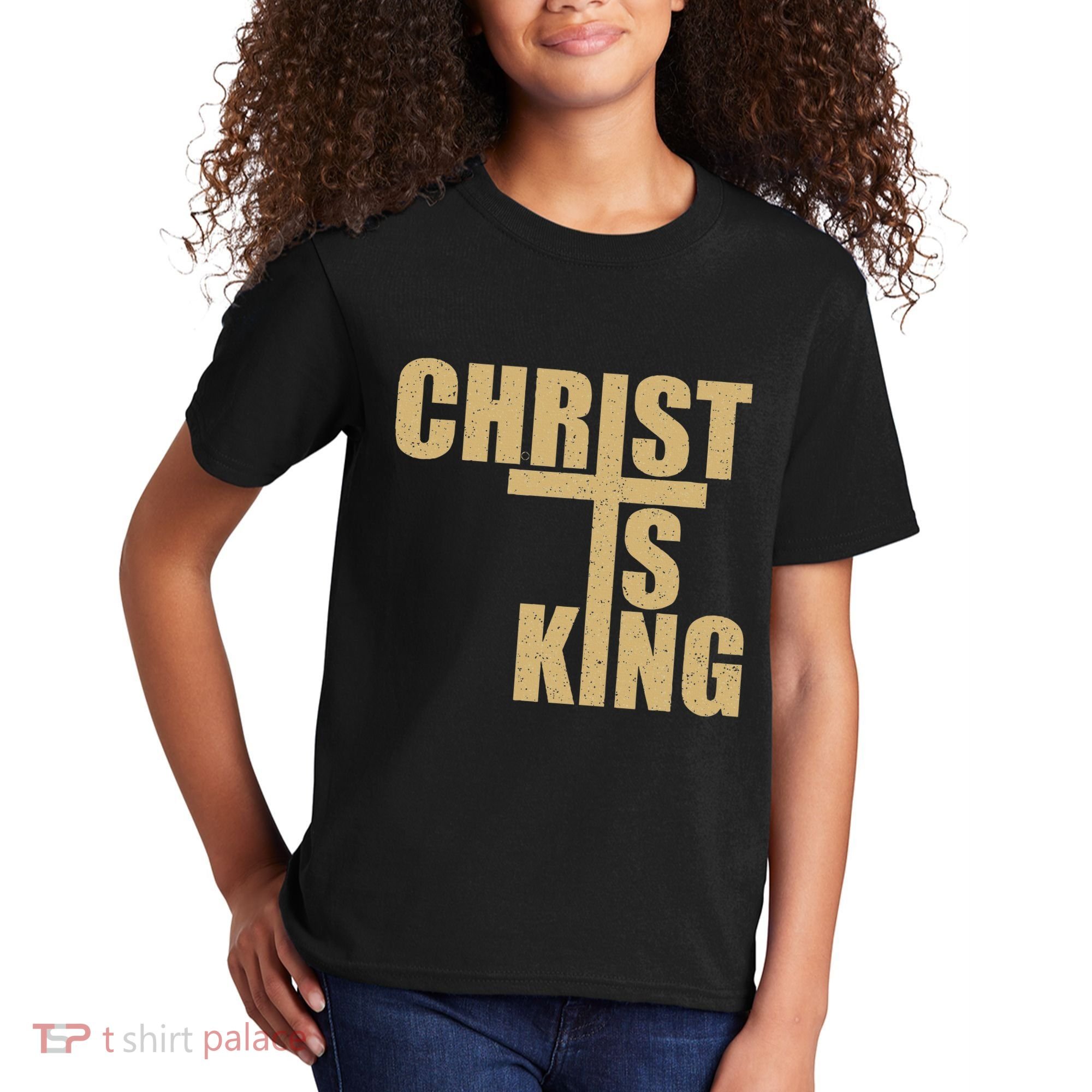 Christ Is King Jesus Is King Cross Crucifix Kids T-Shirt
