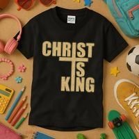 Christ Is King Jesus Is King Cross Crucifix Kids T-Shirt thumb 3