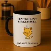 Cat I Knit So I Don’T Save A Life Send Yarn Coffee Mug thumb 4