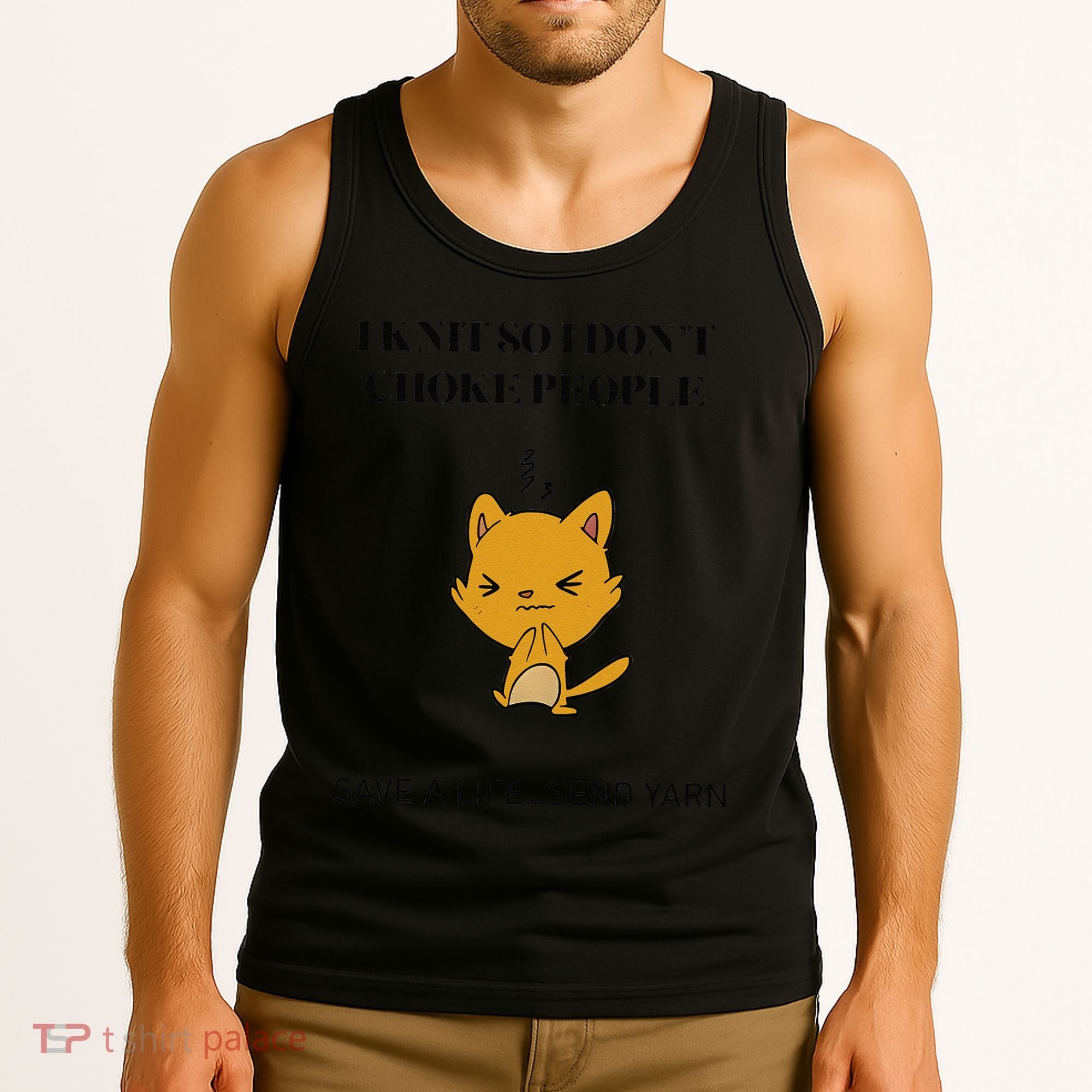 Cat I Knit So I Don’T Save A Life Send Yarn Tank Top