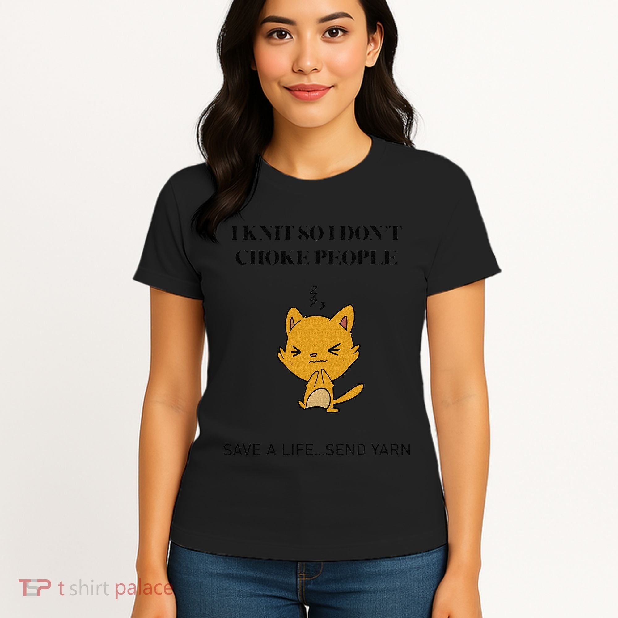 Cat I Knit So I Don’T Save A Life Send Yarn Women's T-Shirt