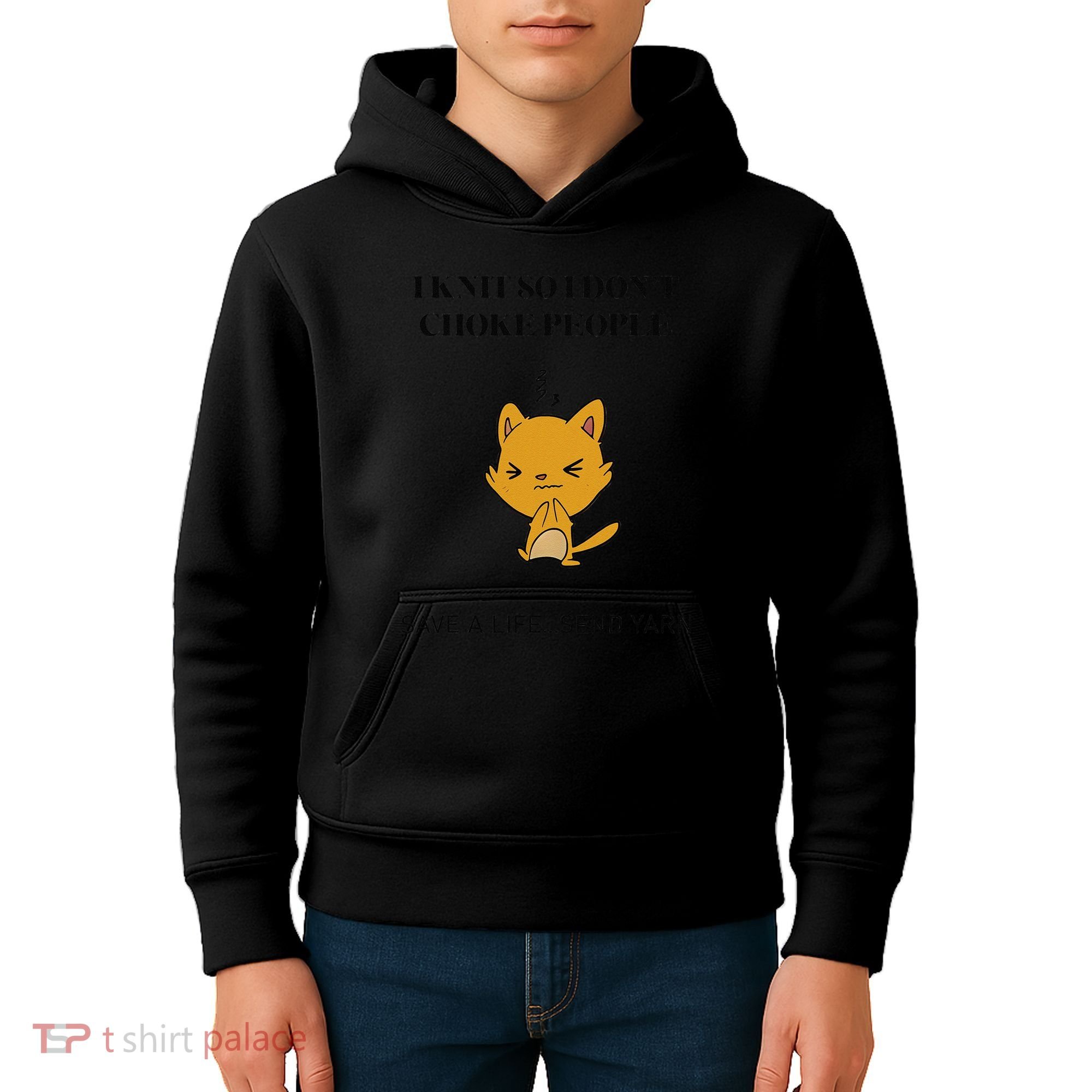 Cat I Knit So I Don’T Save A Life Send Yarn Kids Hoodie