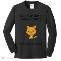Cat I Knit So I Don’T Save A Life Send Yarn Kids Long Sleeve Shirt thumb 0