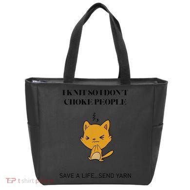 Cat I Knit So I Don’T Save A Life Send Yarn Tote Bag
