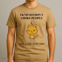 Cat I Knit So I Don’T Save A Life Send Yarn T-Shirt thumb 3