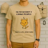 Cat I Knit So I Don’T Save A Life Send Yarn T-Shirt thumb 6