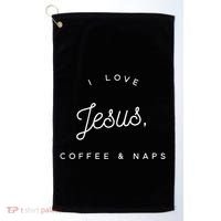 Christian I Love Jesus Coffee & Naps Golf Towel thumb 0