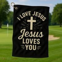 Christian I Love Jesus And You Too Much God Son Golf Towel thumb 1