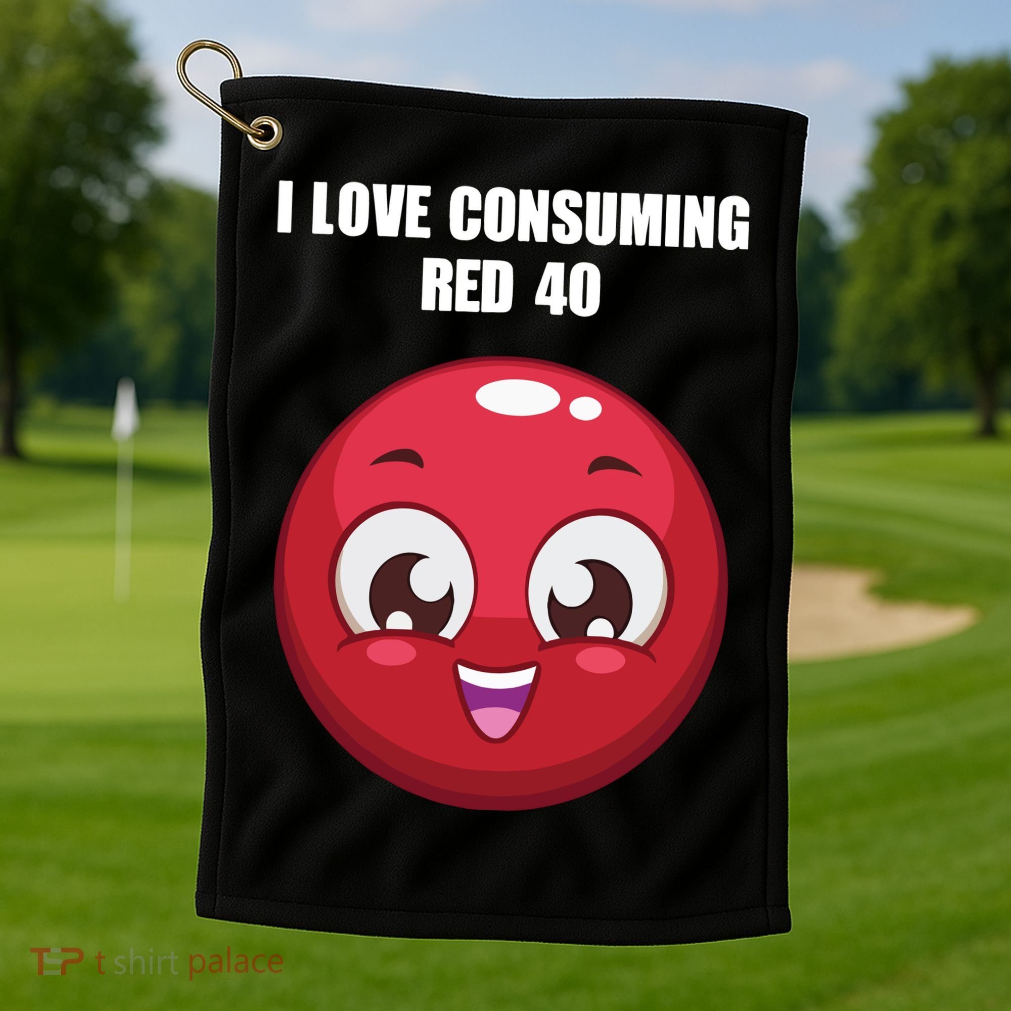 Cuntmama I Love Consuming Red 40 Golf Towel