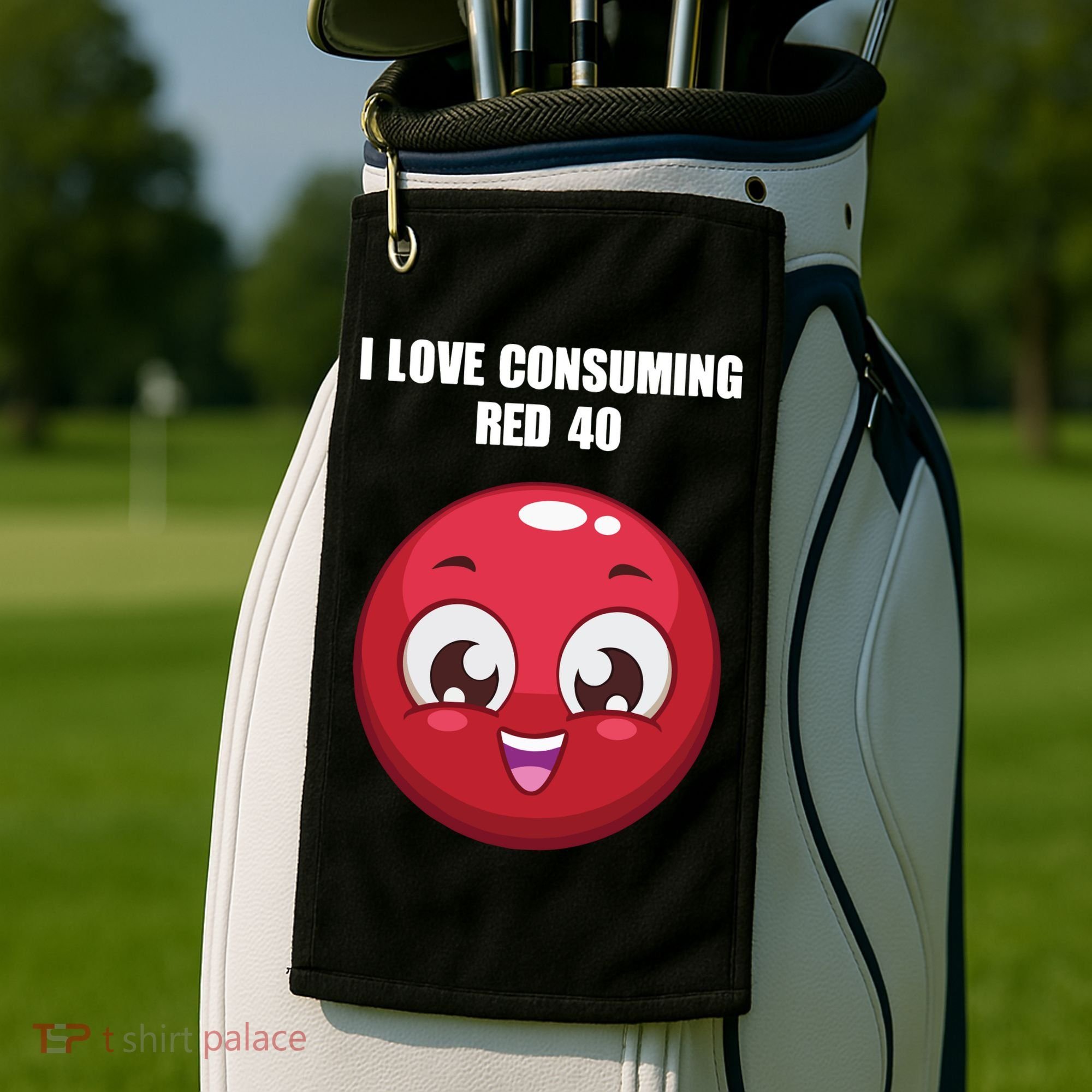 Cuntmama I Love Consuming Red 40 Golf Towel