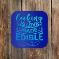 Cooking Is Love Made Edible Funny Chef Gift Coaster thumb 0