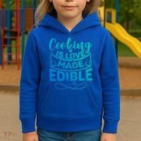Cooking Is Love Made Edible Funny Chef Gift Kids Hoodie thumb 3