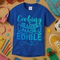 Cooking Is Love Made Edible Funny Chef Gift Kids T-Shirt thumb 3