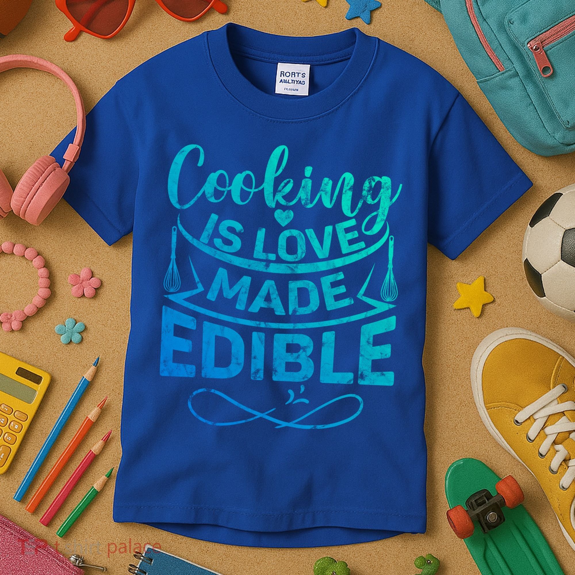 Cooking Is Love Made Edible Funny Chef Gift Kids T-Shirt