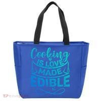 Cooking Is Love Made Edible Funny Chef Gift Tote Bag thumb 0