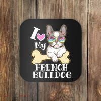 Cute I Love My French Bulldog Coaster thumb 0