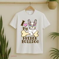 Cute I Love My French Bulldog T-Shirt thumb 2