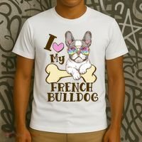 Cute I Love My French Bulldog T-Shirt thumb 3