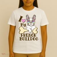 Cute I Love My French Bulldog T-Shirt thumb 4