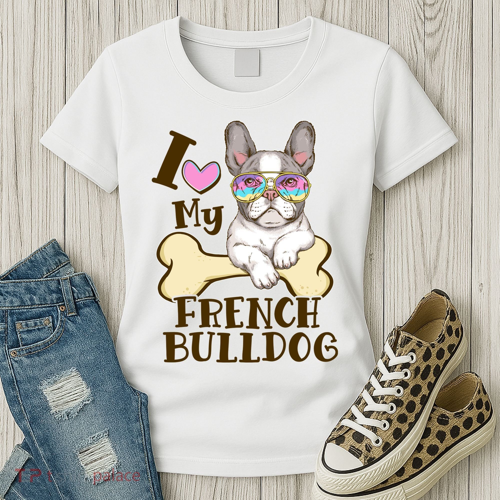 Cute I Love My French Bulldog Women's T-Shirt