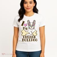 Cute I Love My French Bulldog Women's T-Shirt thumb 4