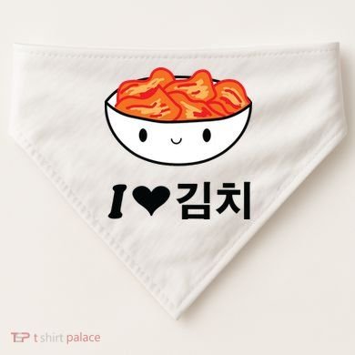 Cute I Love Kimchi South Korean Apparel Gift Idea Kpop USA-Made Doggie Bandana
