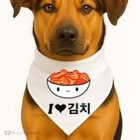 Cute I Love Kimchi South Korean Apparel Gift Idea Kpop USA-Made Doggie Bandana thumb 1