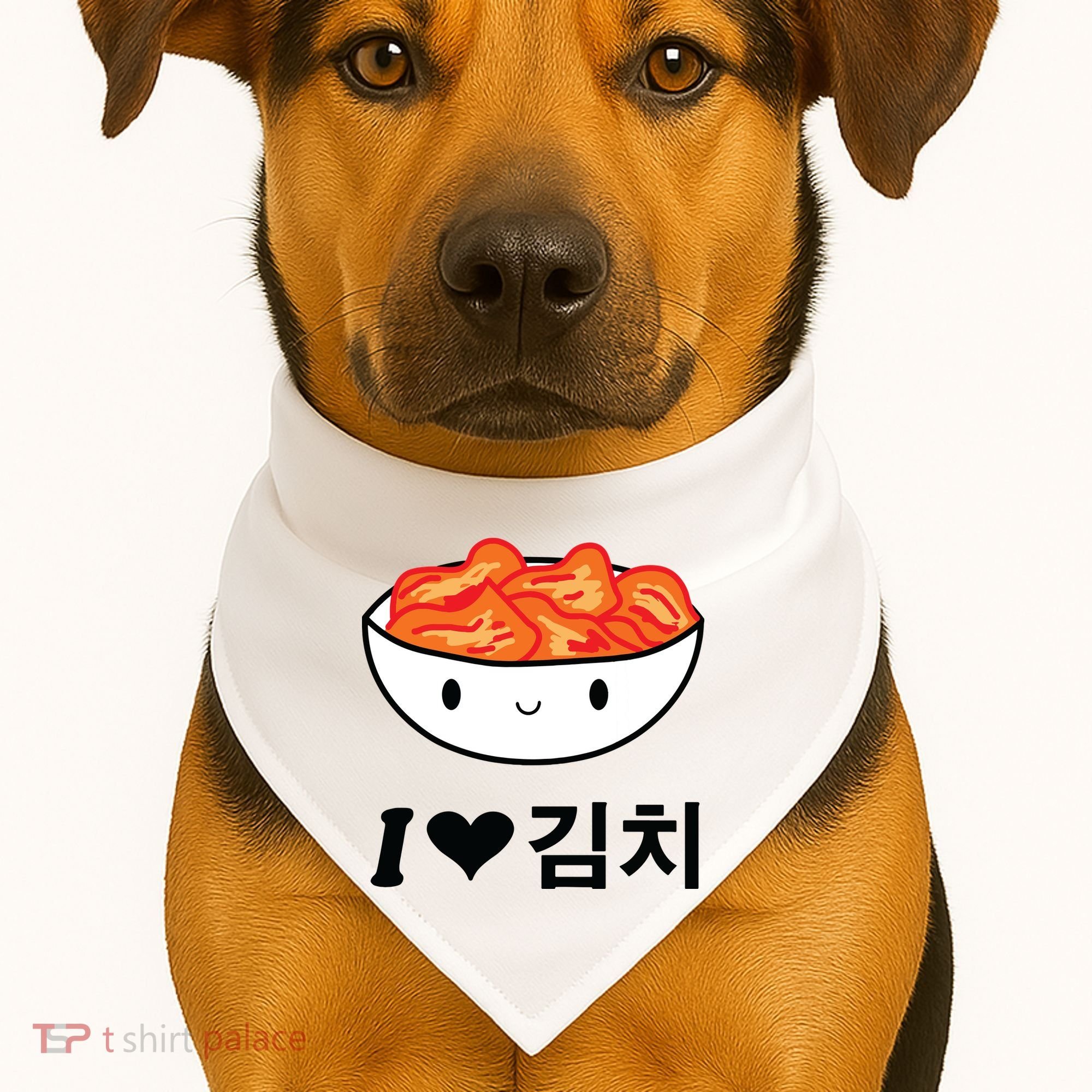 Cute I Love Kimchi South Korean Apparel Gift Idea Kpop USA-Made Doggie Bandana