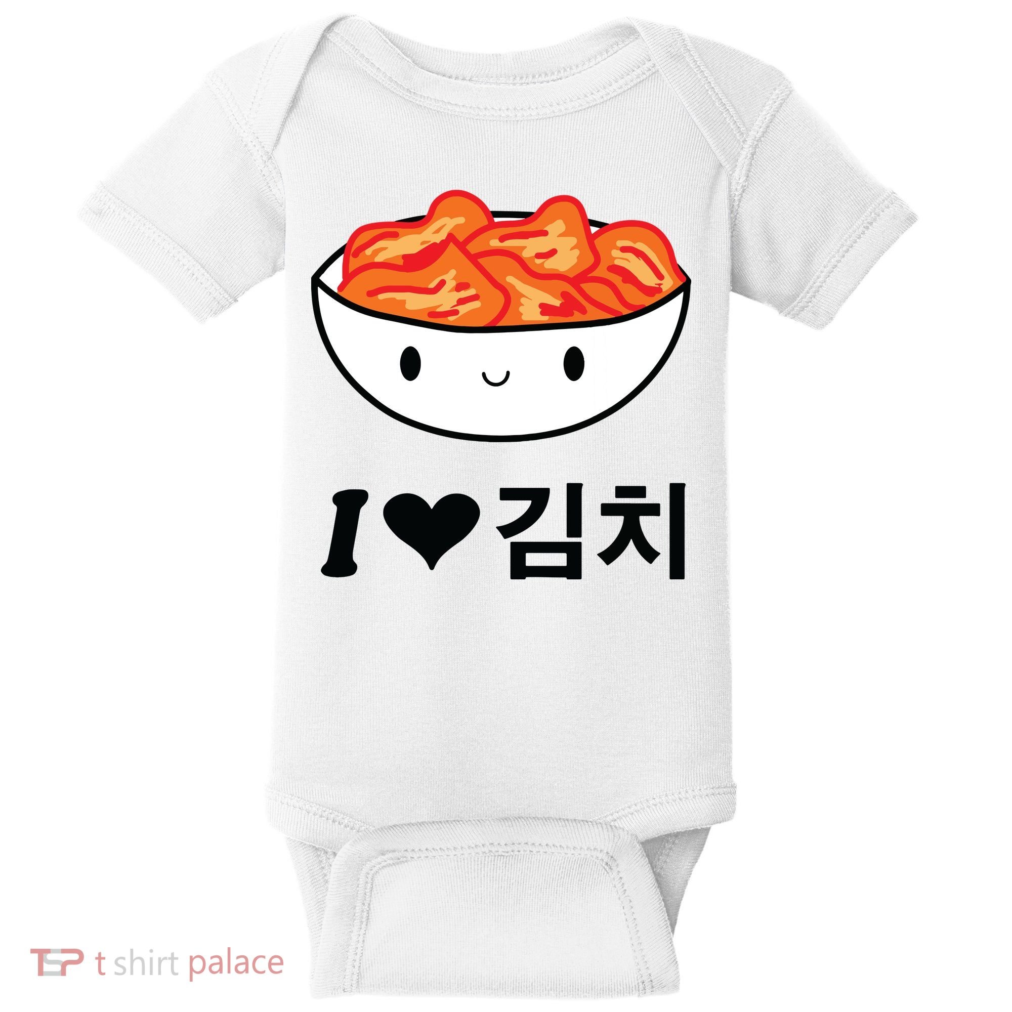Cute I Love Kimchi South Korean Apparel Gift Idea Kpop Baby Bodysuit