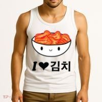 Cute I Love Kimchi South Korean Apparel Gift Idea Kpop Tank Top thumb 3