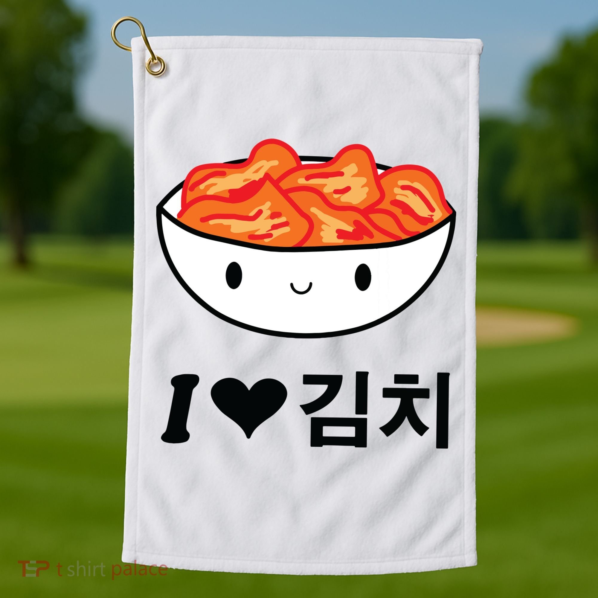 Cute I Love Kimchi South Korean Apparel Gift Idea Kpop Golf Towel