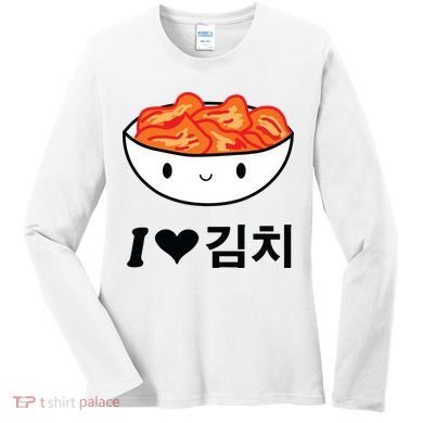 Cute I Love Kimchi South Korean Apparel Gift Idea Kpop Women's Long Sleeve Shirt