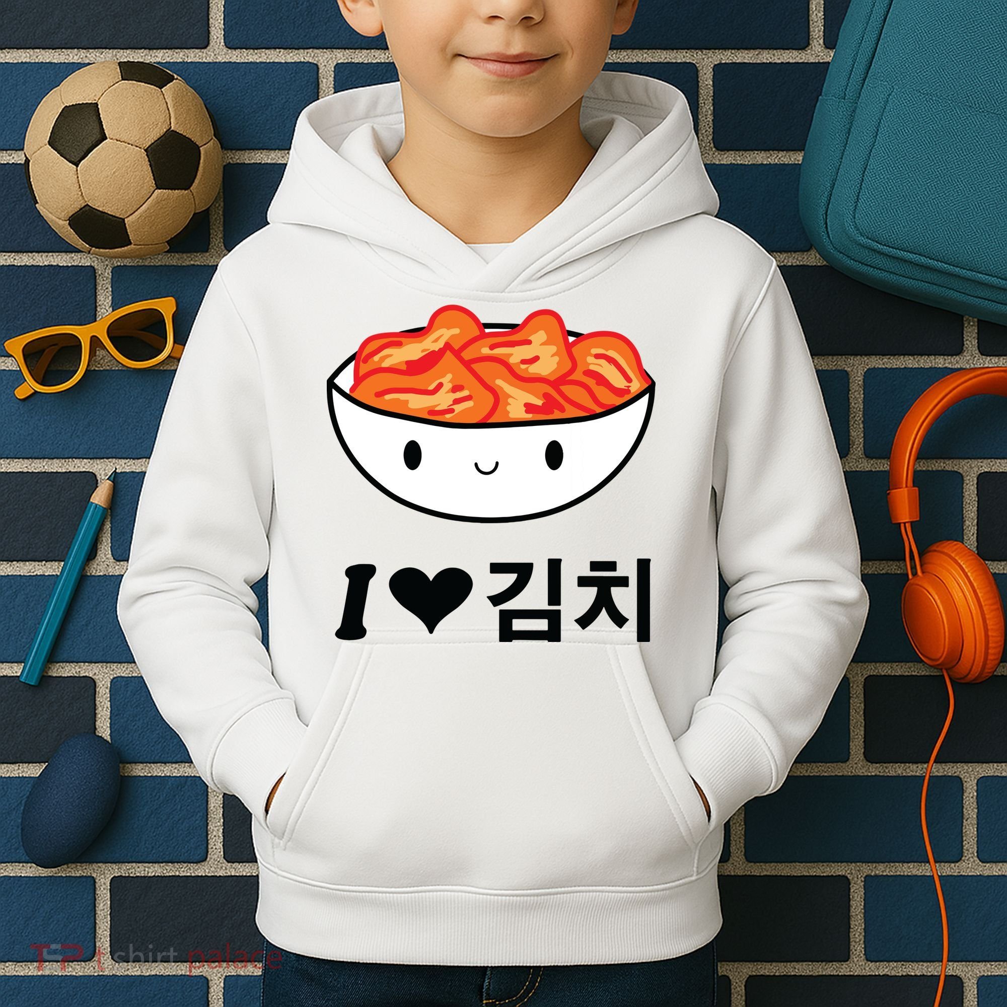 Cute I Love Kimchi South Korean Apparel Gift Idea Kpop Kids Hoodie