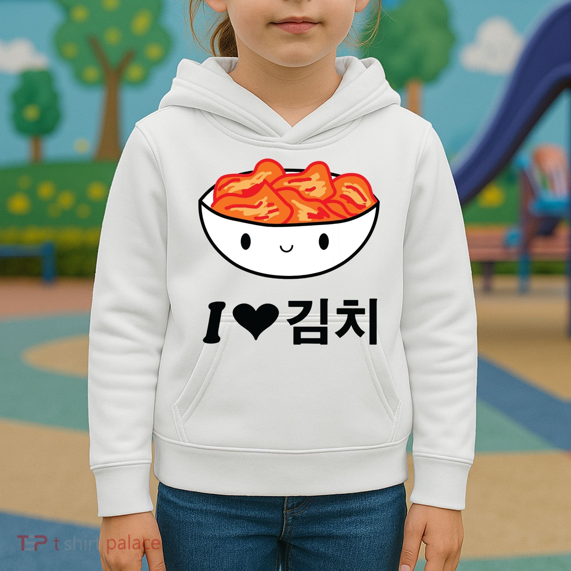 Cute I Love Kimchi South Korean Apparel Gift Idea Kpop Kids Hoodie