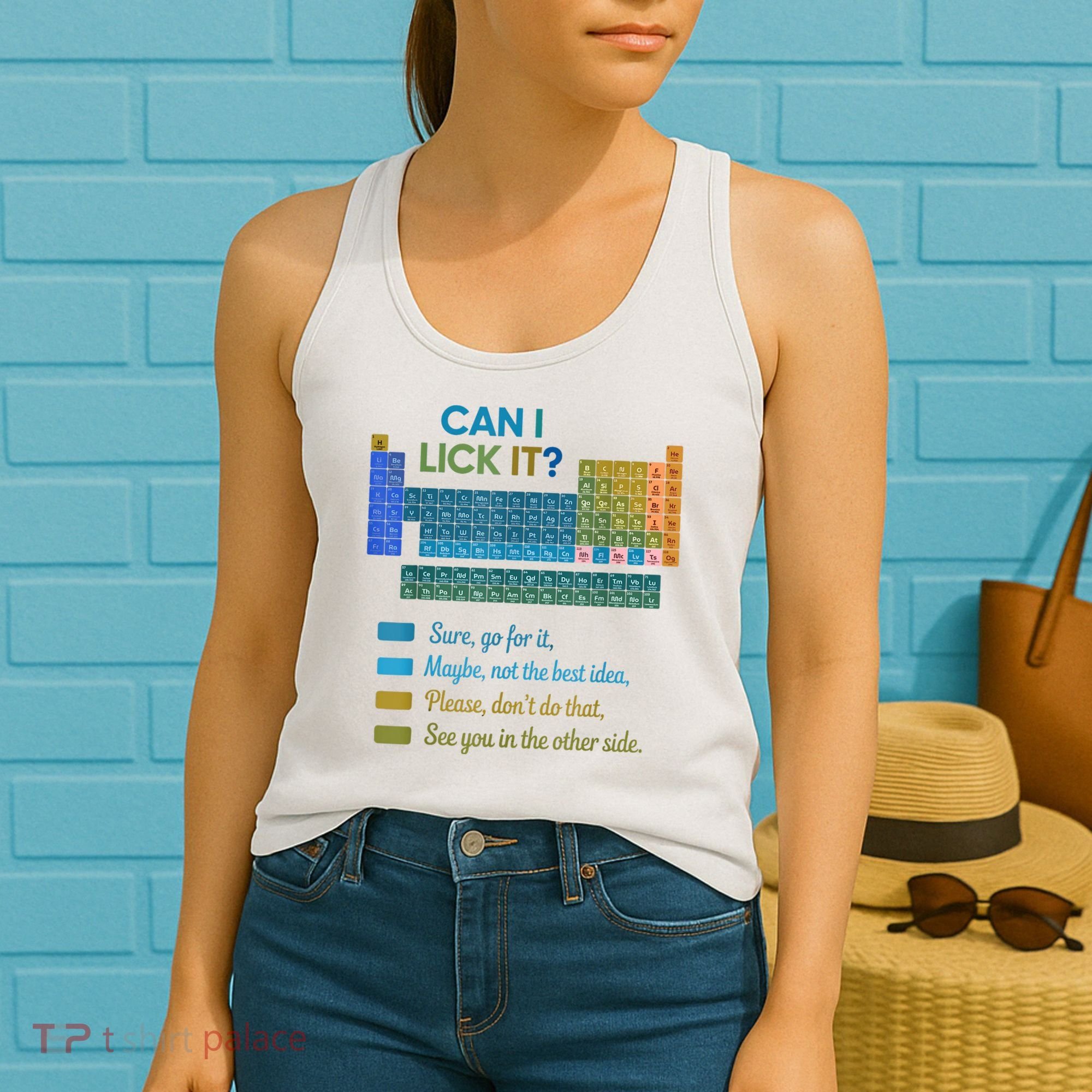 Can I Lick It Funny 100 Days Of School Periodic Table Women's Tank Top